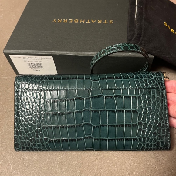Strathberry Multrees Croc-Embossed Leather Wallet-On-Chain - Picture 2 of 4